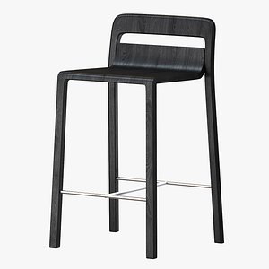 Hollywood Bar Stool Black Stained Oak 3D model