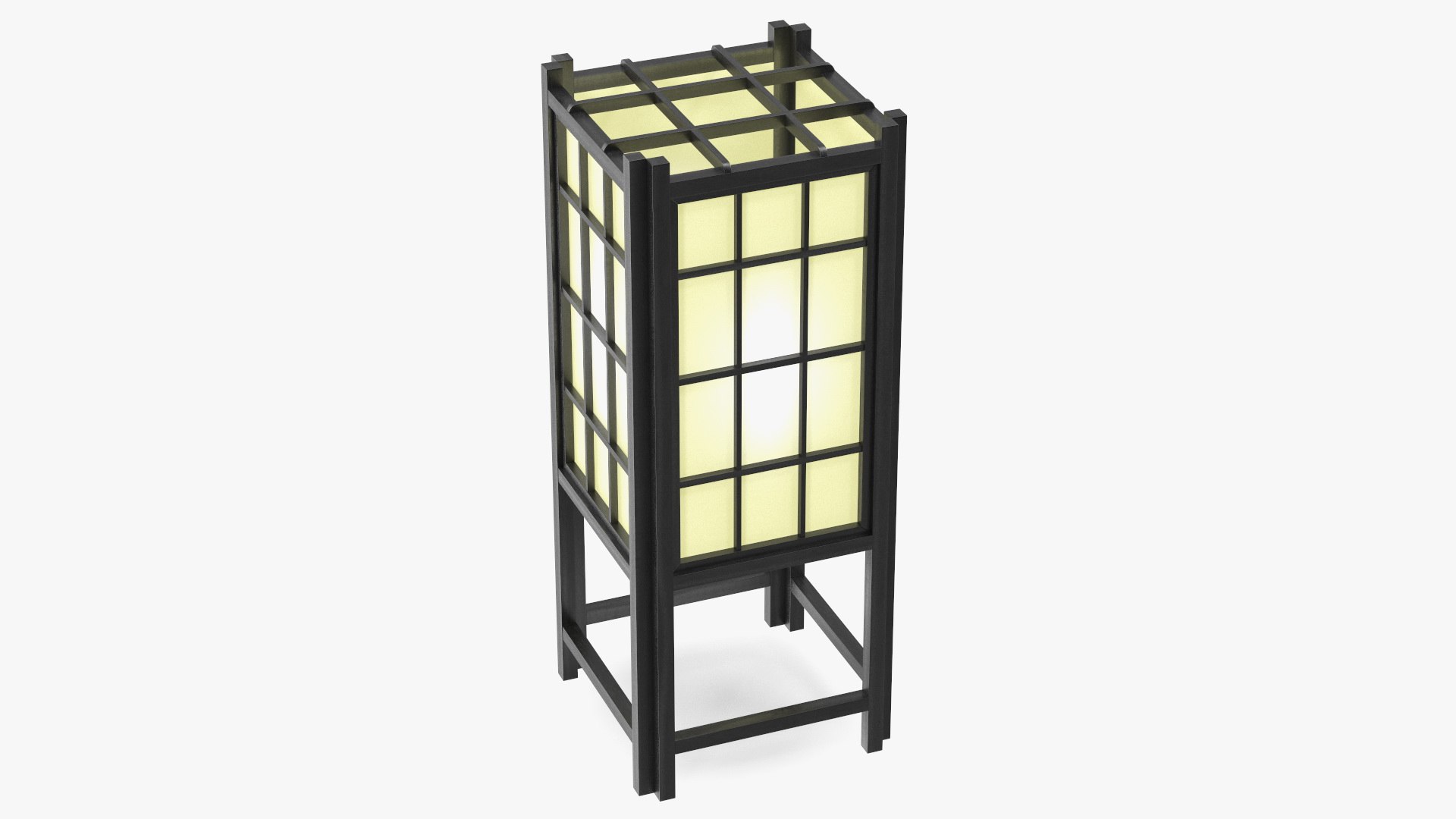 Rice Paper Shoji Floor Lantern Night Glow 3D model preview