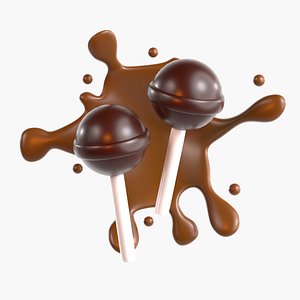 3D Chocolate Lollipop 3D model
