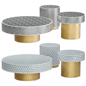 Anthropologie Targua Optical Bone Inlay Coffee Tables