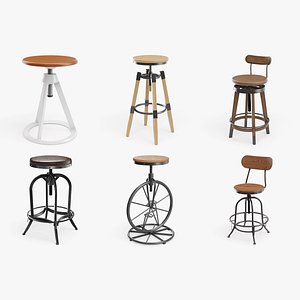 6 Adjustable Height Industrial Stools 01