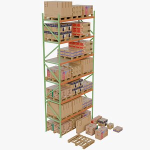 3D Cardboard Boxes Pallet And Shelf 2 Basic