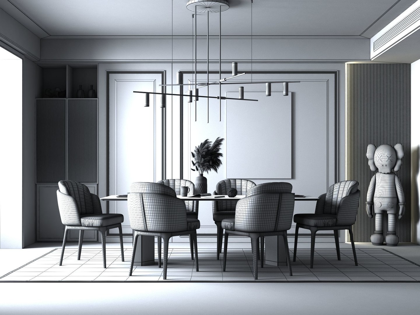 3D Light Luxury Dining Room - TurboSquid 1783542