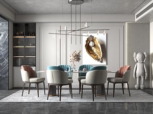 3D Light luxury dining room