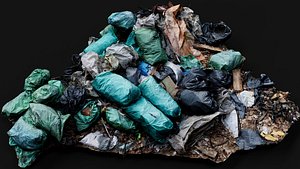 trash bags urban garbage pile photogrammetry 3D model