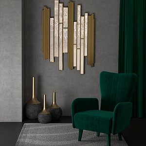 armchair velvet vases modern 3D model