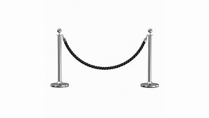 3D Silver Stanchion  Black Velvet Rope