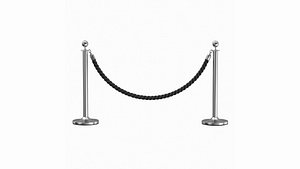 Silver Stanchion Black Velvet Rope