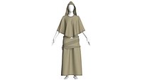 Girls Hooded Cape Top With Belted Skirt-Outfit