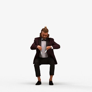00254Jetl0010 - Adult Caucasian man waiting in office wearing transitional seasonal clothing 3D model