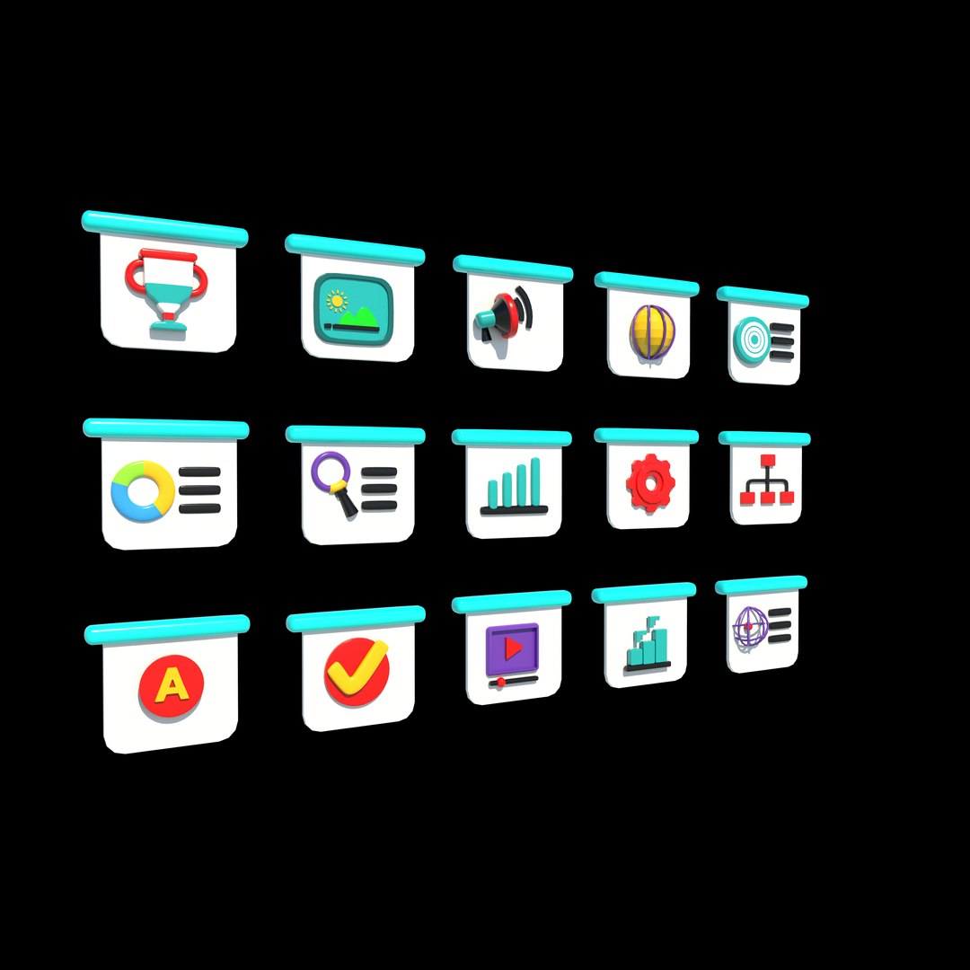 Icon Set 3D Model 3D - TurboSquid 2341311