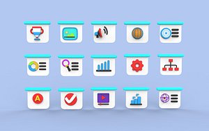 icon set 3D model 3D