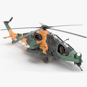 T129 ATAK Green Helicopter Rigged for Cinema 4D