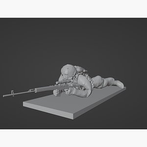 Figures of a lying down soldier with SVD STL 3D model