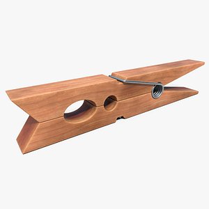 3D Wooden Clothespin model
