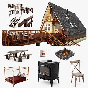 3D Modern Rustic Cabin Pack - Game Ready