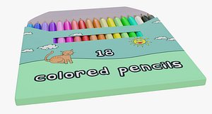 colored pencils box 3D model