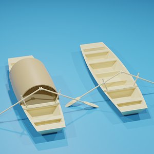 3D Asian Chinese Wooden Boat With Canopy model