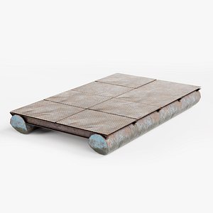 3D Old metal army floating bridge pontoons an3