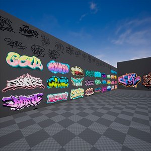 3D Graffiti Pack Decals V for UE4 and Unity
