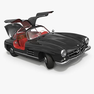 3D Mercedes-Benz 300SL Coupe Black Rigged for Cinema 4D