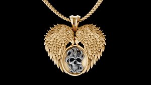 wing skull pendant