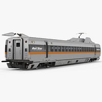 Bullet Train Passenger Car Rail Star Rigged 3D Model