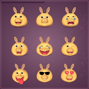Cartoon Bunny Heads -- Smiley Pack
