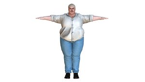 Fat Man Business Rigged and Blendshapes Low-poly 3D model game ready