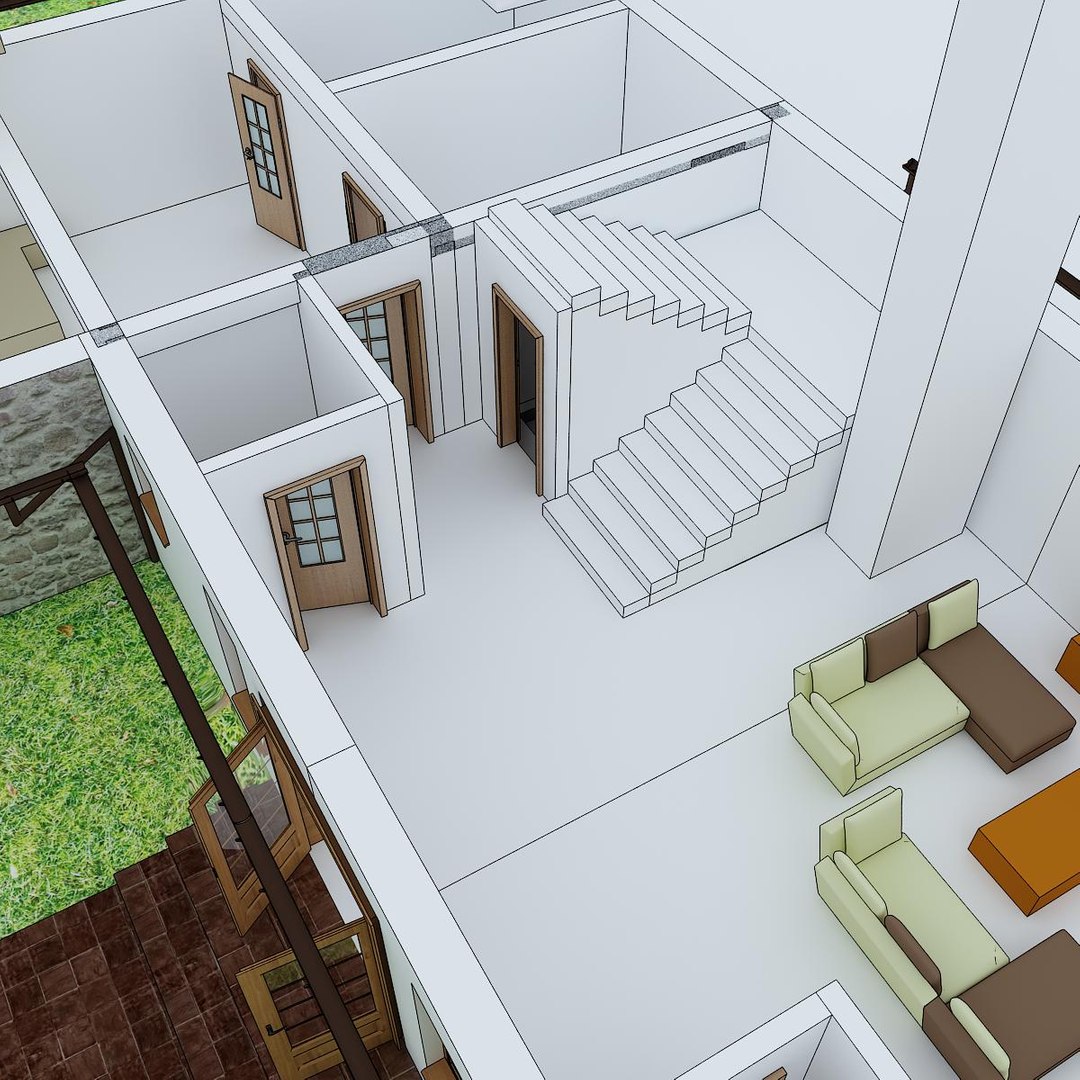 3d House Garden Interior Model