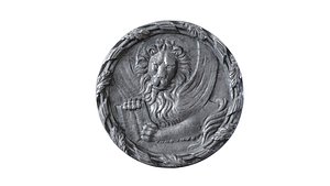 Griffin Coin Relief PBR and 3d Print model Low-poly 3D