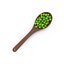 Cuchara De Madera Con Guisantes Verdes
