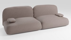3D A soft sofa in brown tones upholstered in pleasant fabric model