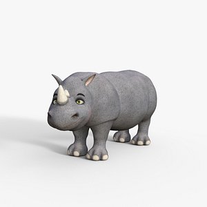 Cartoon Rhino Rigged 3D model