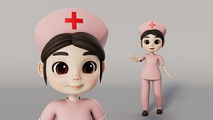 3D model Rigged Cartoon Nurse
