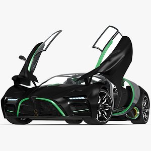 3D model Future Racing Car Black Rigged for Maya