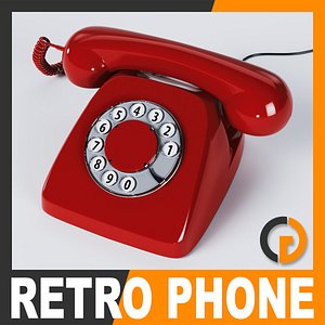 3d retro style telephone - model