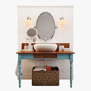 3d bathroom furniture set bath model
