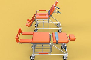 3D WHEELCHAIR MEDICAL AMBULANCE STRETCHER TROLLEY FOLDING BED CHAIR model