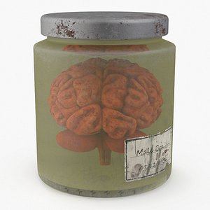 Human Brain in Old Glass Jar