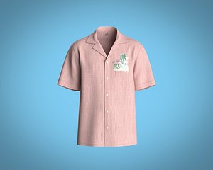 3D Mens regular fit resort shirt with texture fabric and graphic