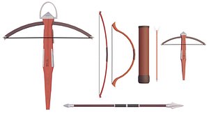 3D Medieval long range weapons 7 items model