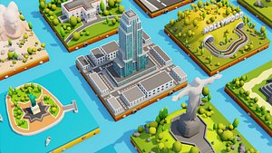 Lowpoly North South America Landmarks Pack 10 Game Ready Models