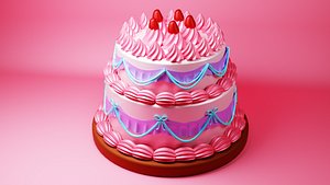 3D model Strawberry Velvet Cream Cake
