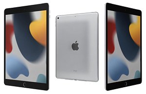 3D Apple iPad 10 2 2021 9th Gen Silver Low Poly