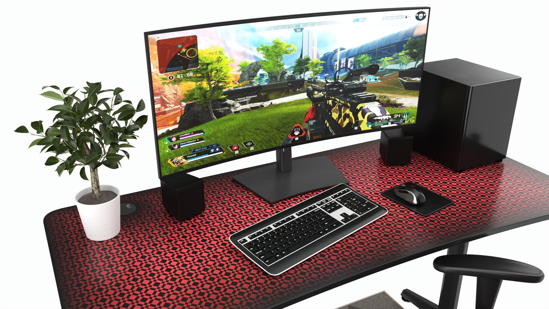 Gaming Computer Desk Composition Model - TurboSquid 2226282