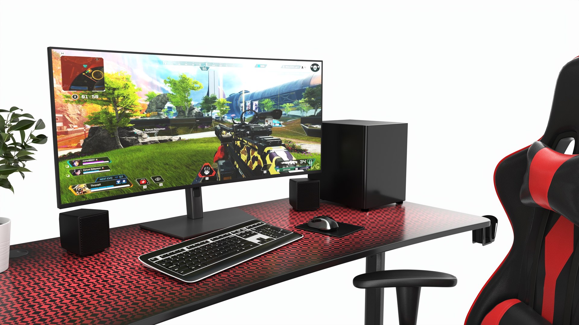Gaming Computer Desk Composition Model - TurboSquid 2226282
