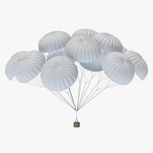 Cluster of Military Parachutes with Cargo