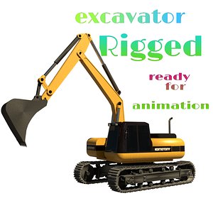 3D model excavator ready  fro animation