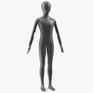 3D model Flexible Child Mannequin Neutral Pose Black